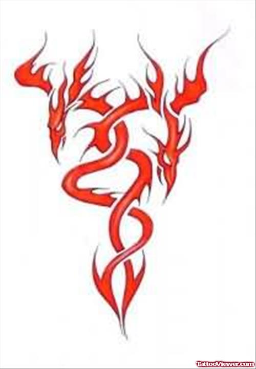 Red Dragon Flames Tattoo Designs