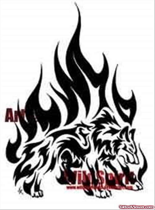 Lion Flame Tattoo Design
