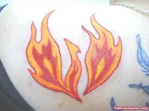 Fire and Flames Tattoo On Back