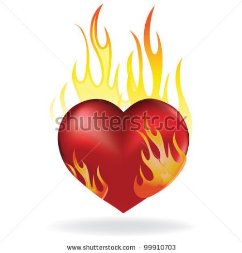 Flaming Red Heart Tattoo Design