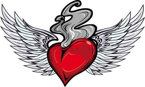 Red Heart Fire And Flame Tattoo