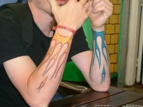 Awesome Fire and Flame Tattoo On Arms