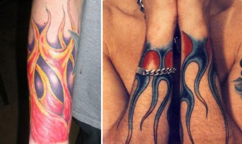 Awesome Colored Fire n Flame Tattoos