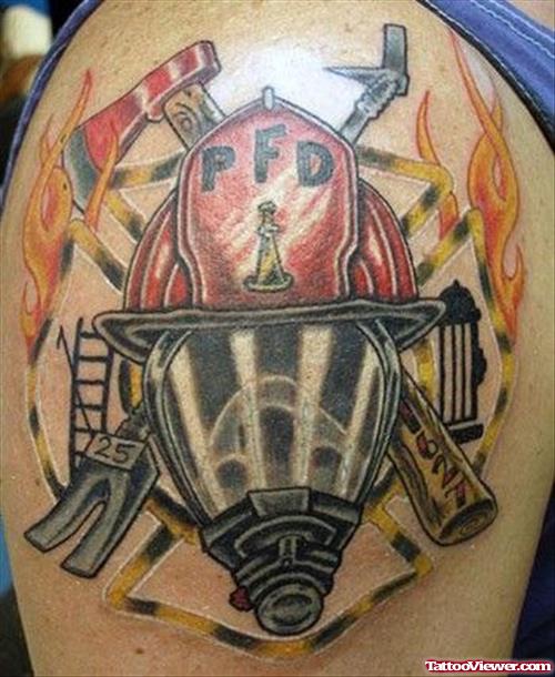 Left SHoulder Firefighter Tattoo