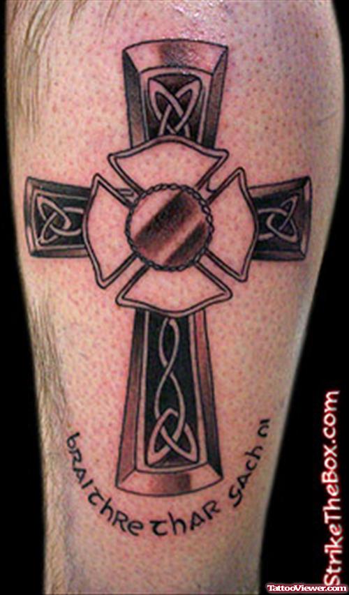 Celtic Cross Firefighter Tattoo