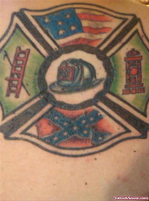 Mind Blowing Colored Firefighter Tattoo
