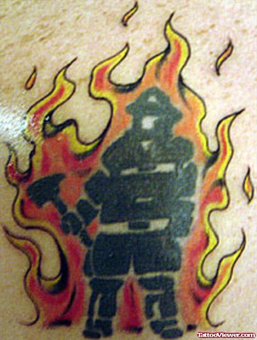 Flaming Firehighter Tattoo