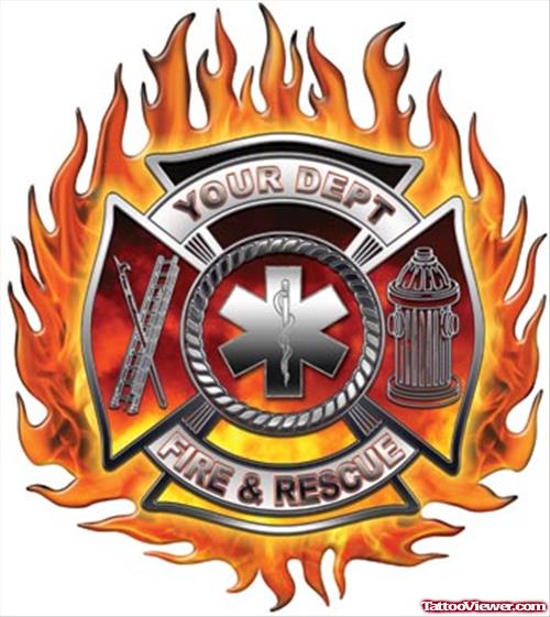 Flaming Firefighter Tattoos Design