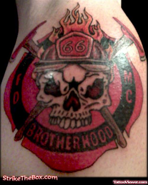 Firefighter Tattoo On Left Shoulder