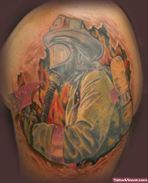 Firefighter Left Shoulder Tattoo