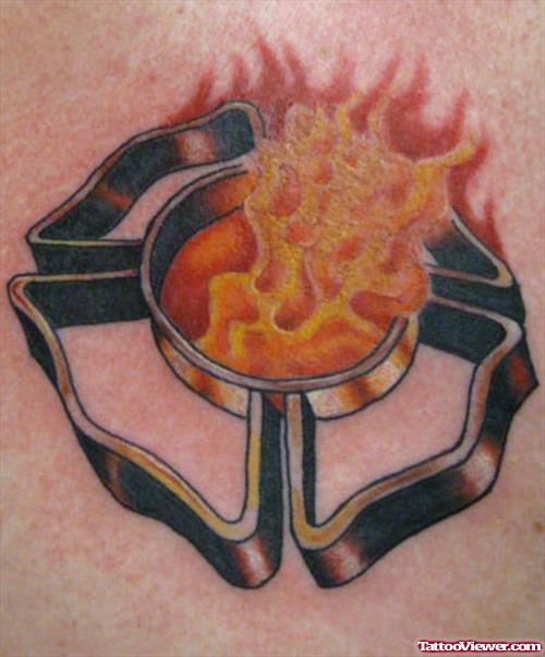 Color Flames Firefighter Tattoo
