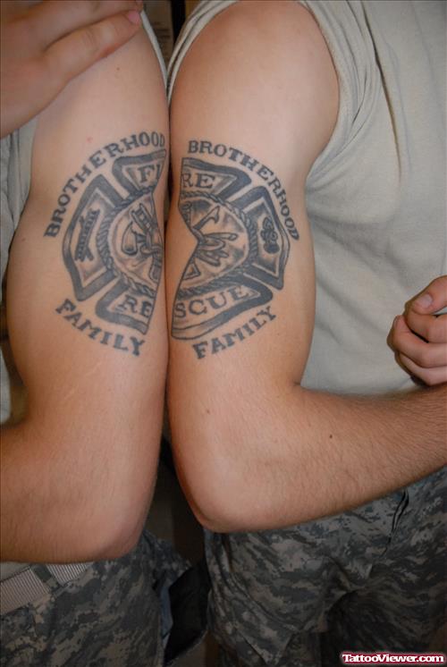 Army Fire Firefighter Tattoo On Biceps