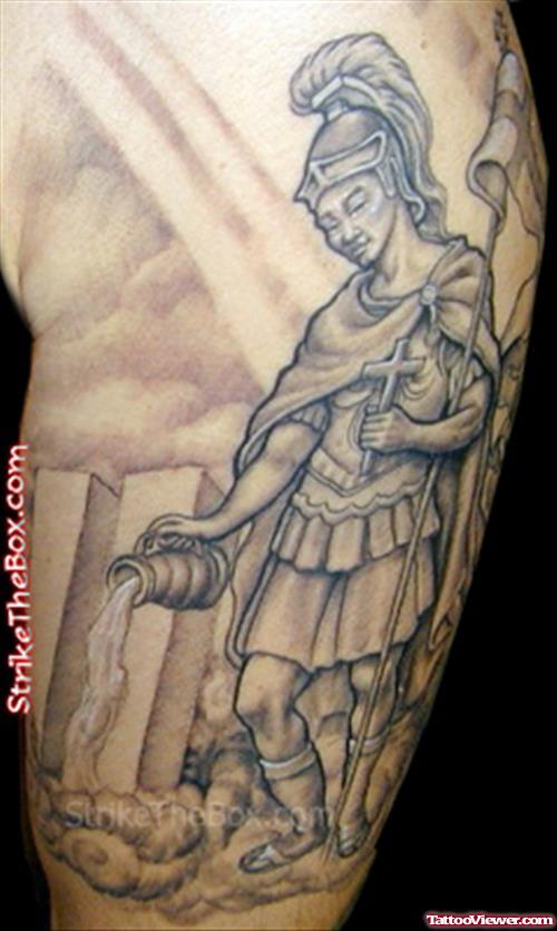 Beautiful Grey Ink Firefighter Tattoo
