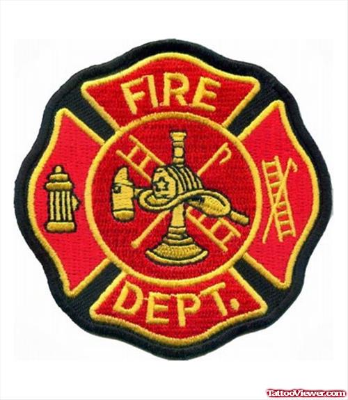 Red Ink Firefighter Logo Tattoo Design