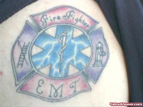 Beautiful Color Ink Firefighter Tattoo