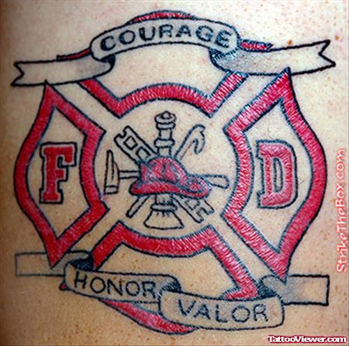 Banner And Firefighter Tattoo