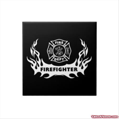 Flames And Firehighter Tattoo Design