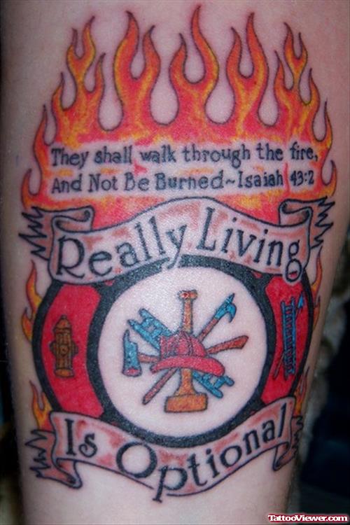 Flaming Firefighter Tattoo