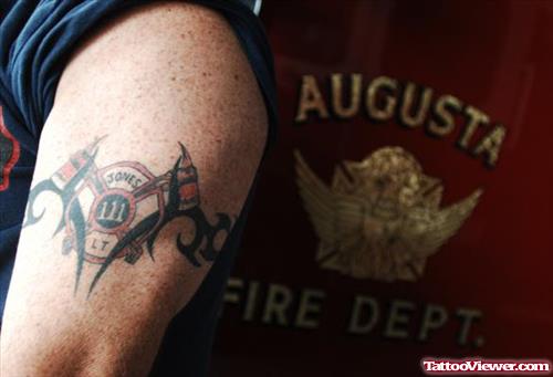 Firefighter Tribal Tattoo On Armband
