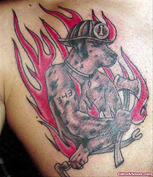 Firefighter Tattoo On Chest