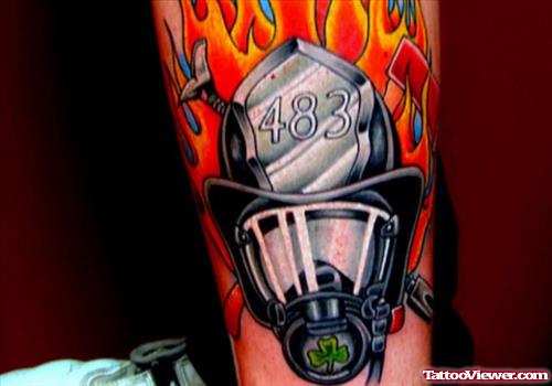 Flaming Firefighter Tattoo On Arm