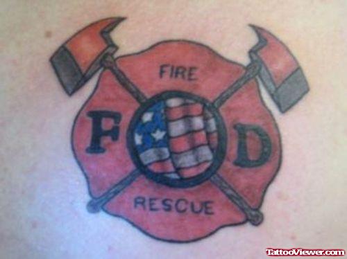 Awesome Colored Firehighter Tattoo
