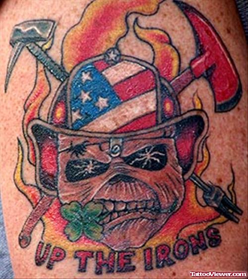 Amazing Colored Firefighter Tattoo