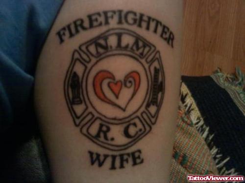 Awesome Firefighter Tattoo On Leg
