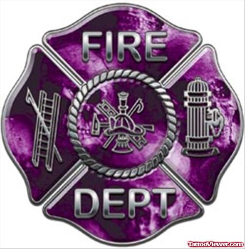 Purple Ink Firefighter Tattoo Design