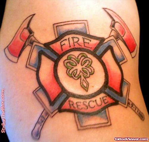 Colored Firehighter Logo Tattoo