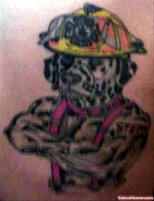 Firefighter Dog With Hat Tattoo