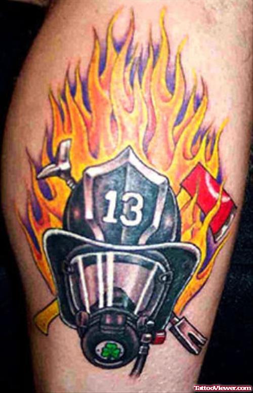Best Firefighter Tattoo On Leg