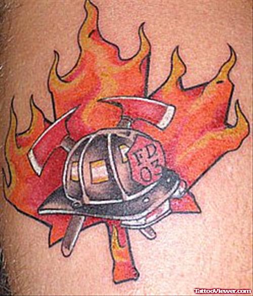 Awesome Firefighter Hat Tattoo