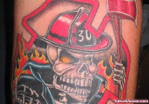 Skeleton Firefighter Tattoo
