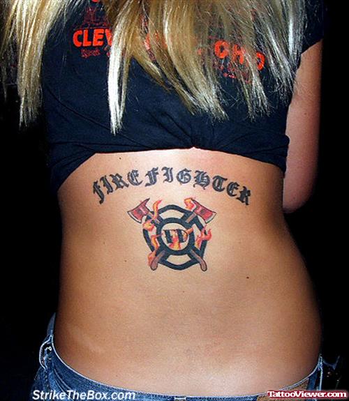 Firefighter Tattoo On Girl Back
