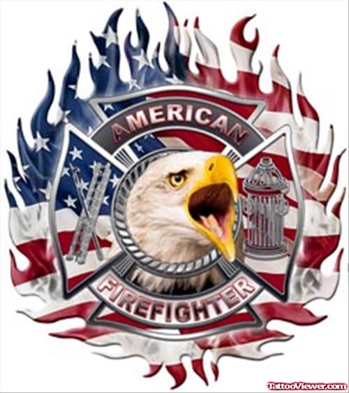 Eagle Head And Firefighter Tattoo