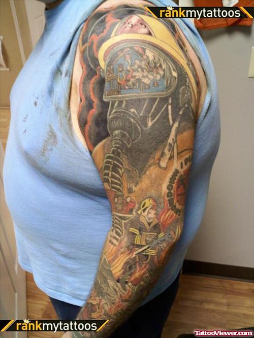 Fire Fighter On Full Arm