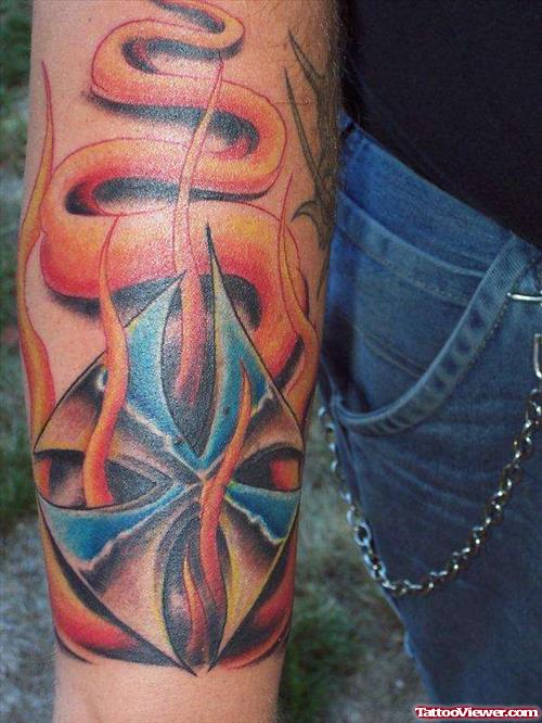 Iron Flame Tattoo On Arm