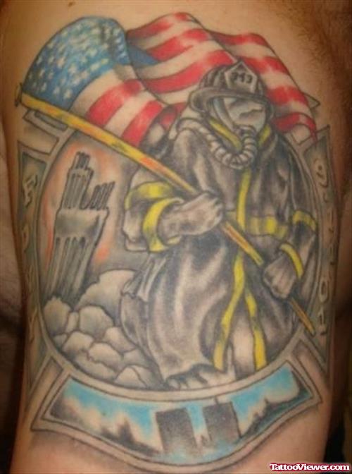 Fire Fighter Flag Tattoo