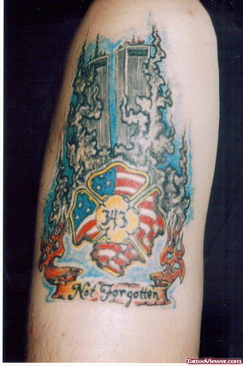 Fire Fighter Tattoo On Biceps