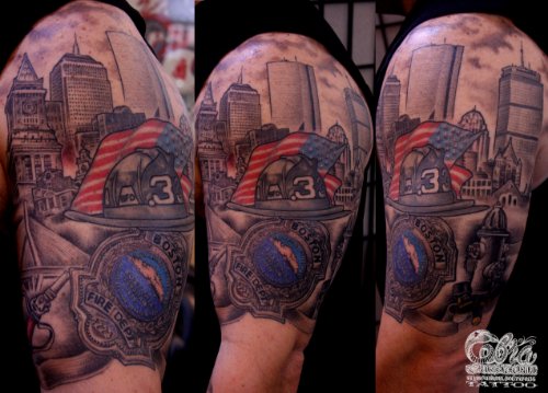Best Left Shoulder Firefighter Tattoo