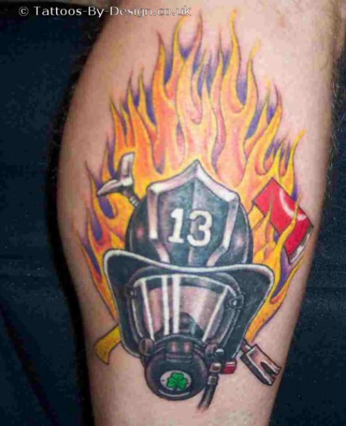 Fire Fighter Helmet Tattoo