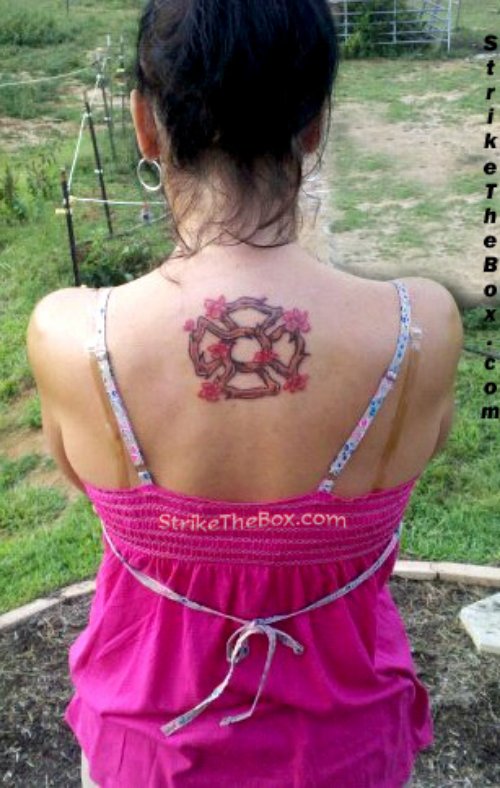 Firefighter Tattoo On Girl Upperback