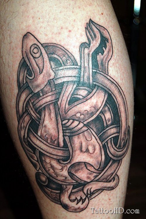 Grey Ink Celtic Firefighter Tattoo