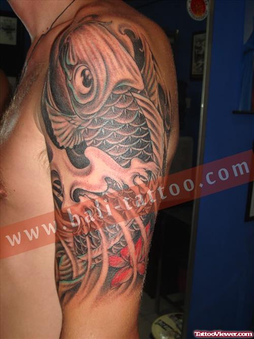 Koi Fish Tattoo On Shoulder