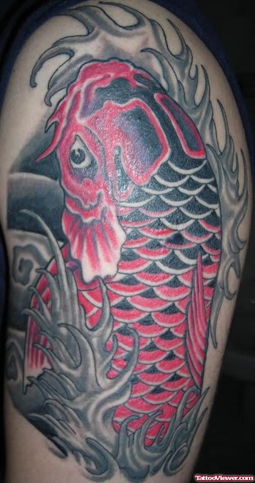Red And Black Koi Fish Tattoo