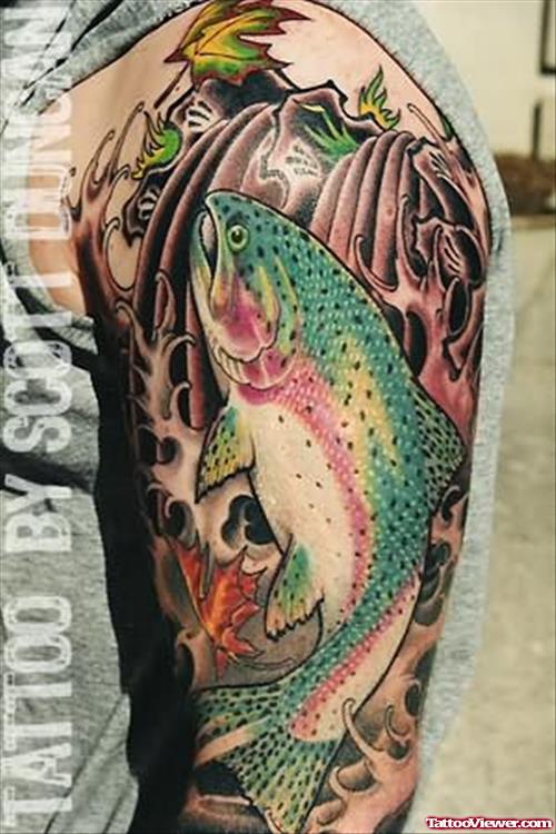 Great Fish Tattoo On Shoulder