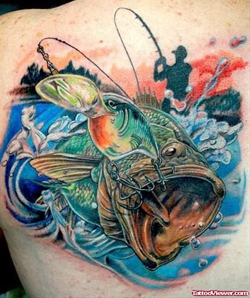 Fishing Tattoo On Back