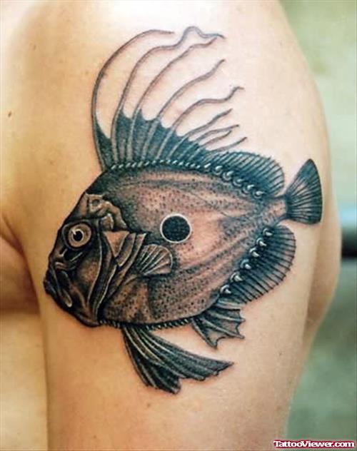 Christian Fish Tattoo On Shoulder