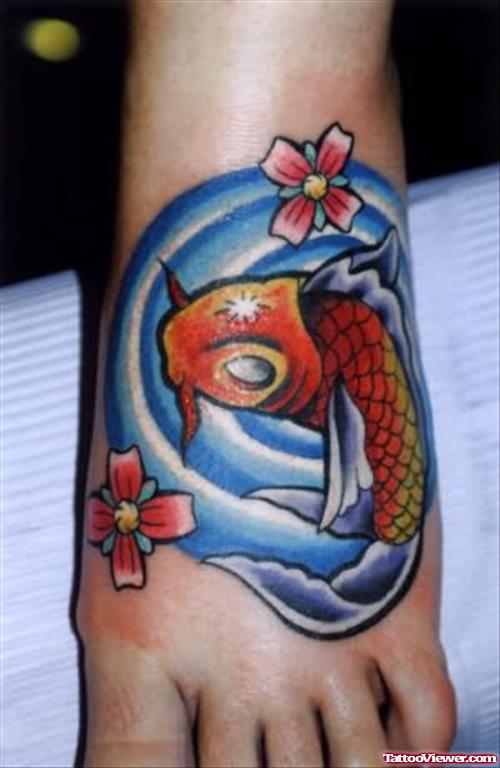 Coloured Wish Tattoo On Foot